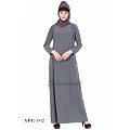 Double layered abaya with embroidery- Pink-Grey Double layered abaya with embroidery- Pink-Grey